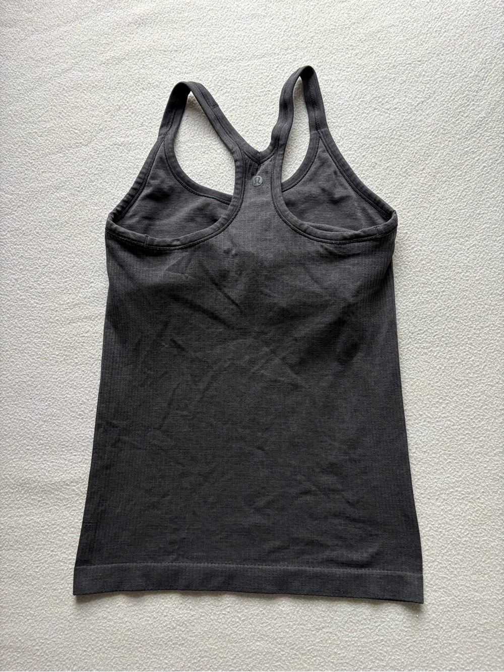 Lululemon Ebb to Street Dark Grey Tank Top Built-In Bra Ribbed Size 6